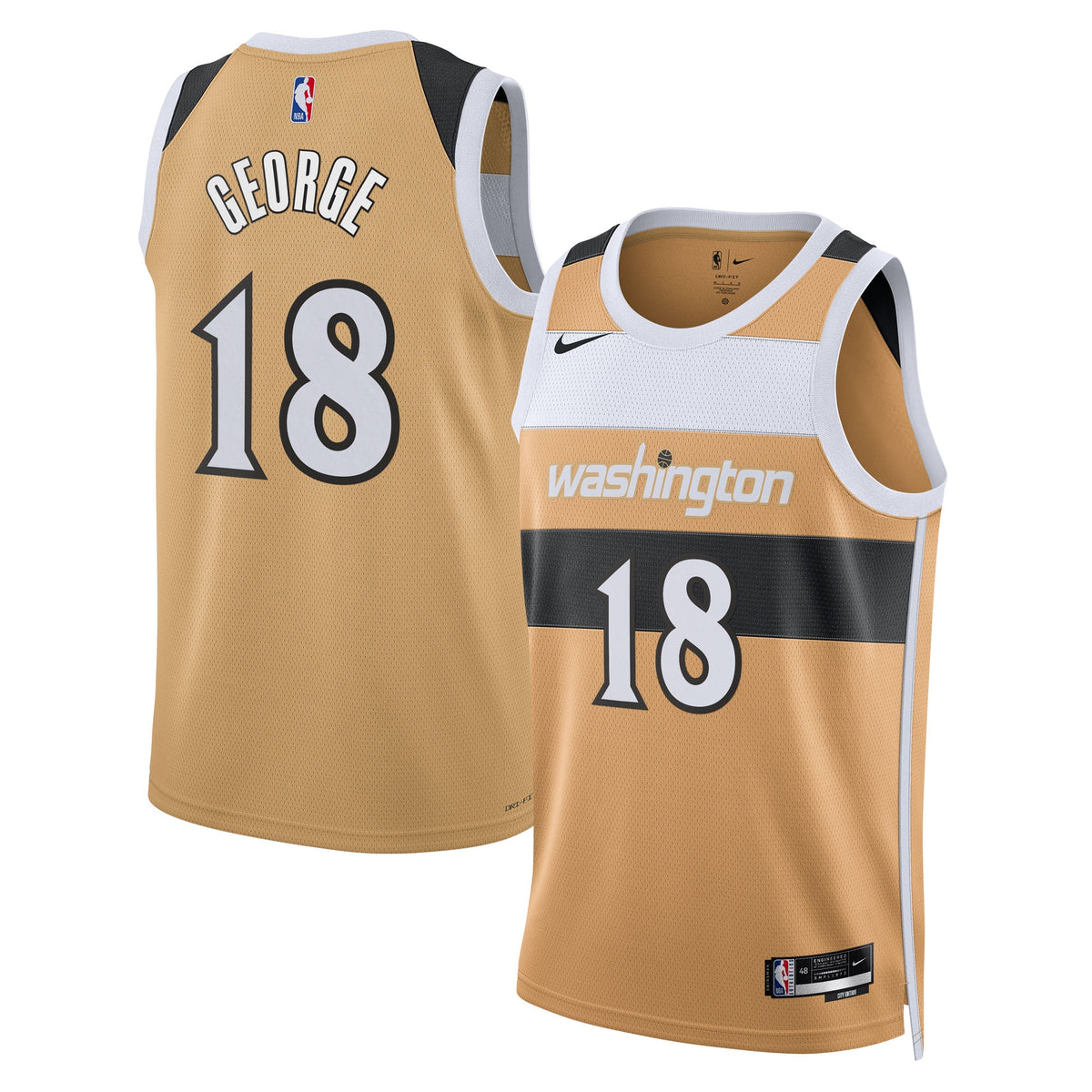 Washington Wizards 2025/26 City Edition Swingman Basketball Jersey - Tan - Kyshawn George - Unisex product image 1, provided
