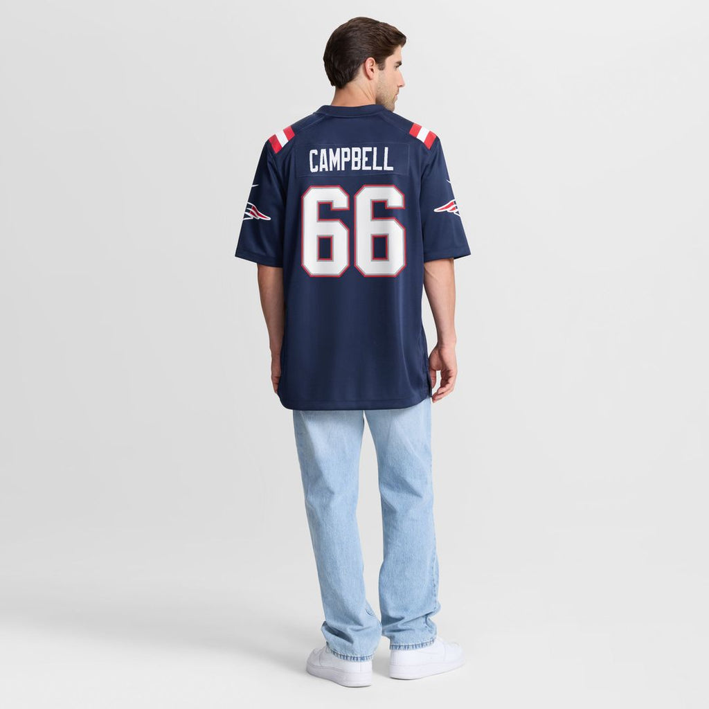 New England Patriots Will Campbell Navy Team Game Jersey product image 3, provided for visual reference and product detail