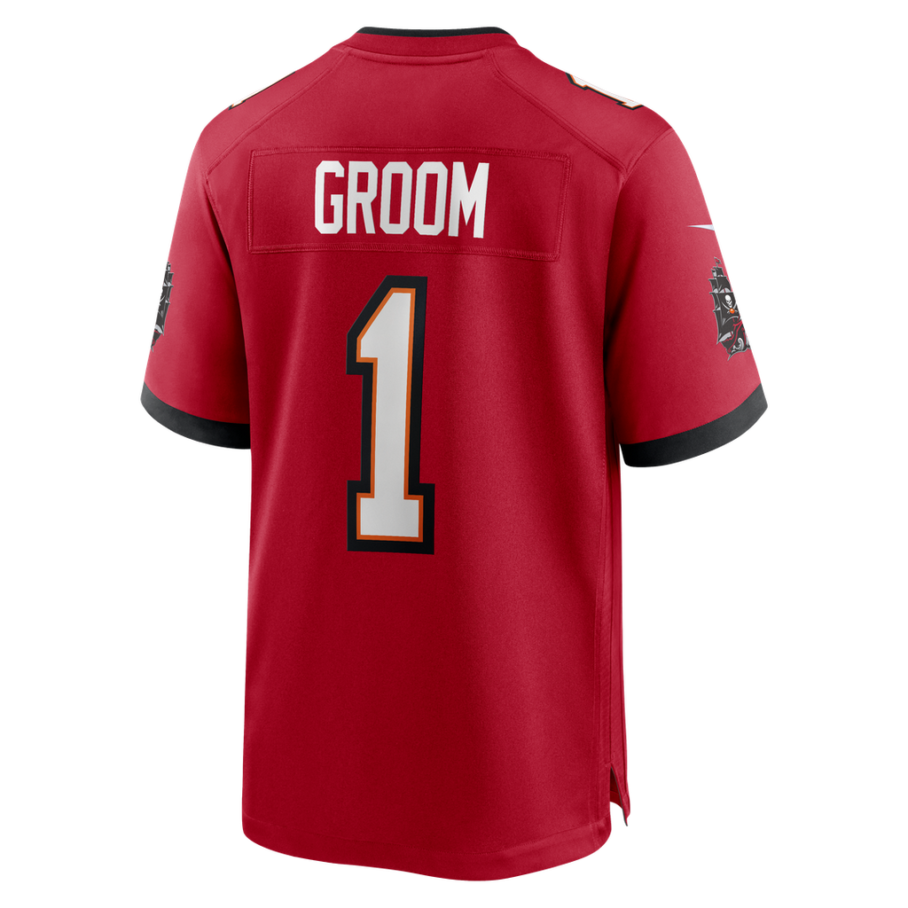 Tampa Bay Buccaneers Number 1 Groom Red Game Jersey product image 3, provided for visual reference and product detail review