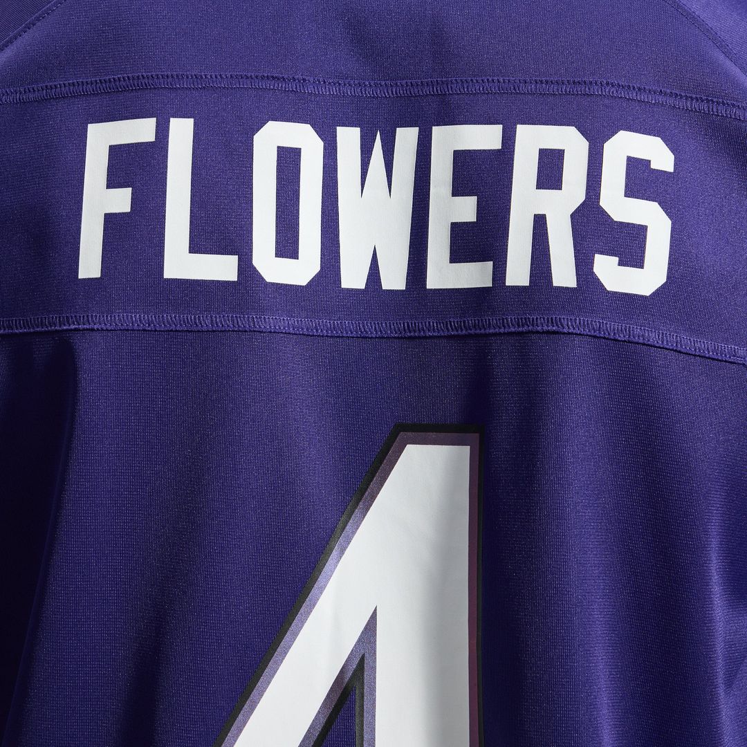 Baltimore Ravens Zay Flowers Purple Team Game Jersey product image 12, provided for visual reference and product detail