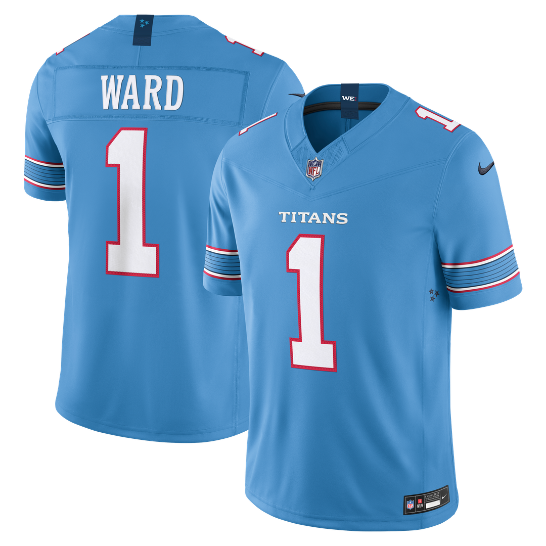Tennessee Titans Cameron Ward Light Blue Team Vapor F.U.S.E. Stitched Limited Jersey product image 1, provided for visual