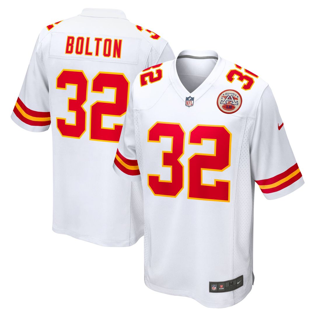 Kansas City Chiefs Nick Bolton White Away Game Player Jersey product image 1, provided for visual reference and product