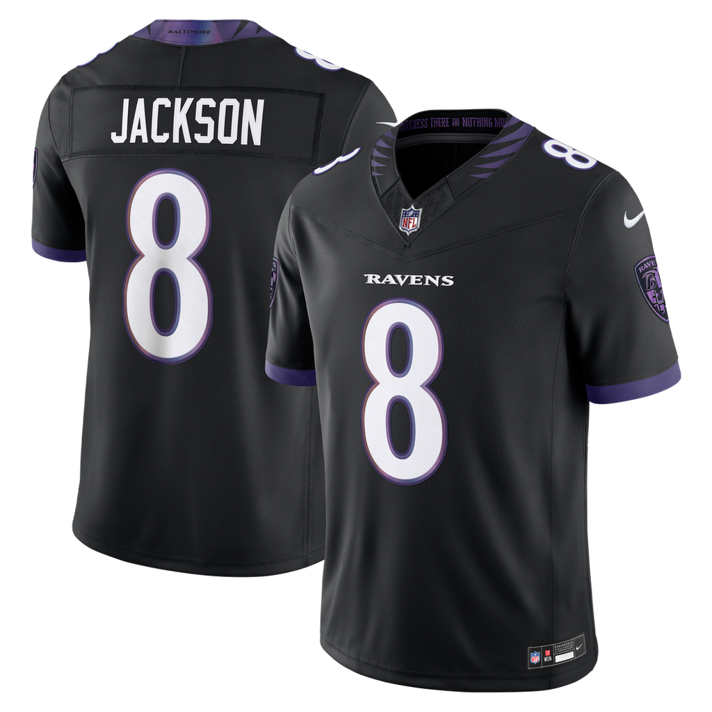 Baltimore Ravens Lamar Jackson Black Alternate Alternate Vapor F.U.S.E. Stitched Limited Jersey product image 1, provided