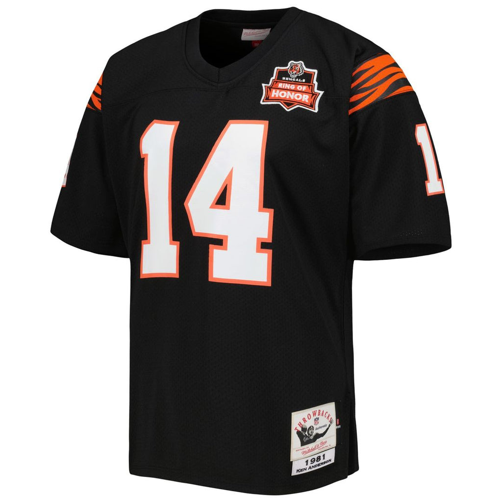 Cincinnati Bengals 1981 Ken Anderson Black Authentic Throwback Retired Player Jersey product image 2, provided for visual