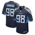 Tennessee Titans Jeffery Simmons Navy Game Jersey product image 1, provided for visual reference and product detail review