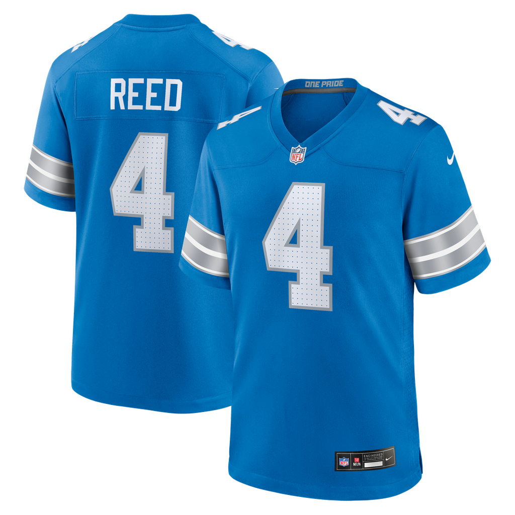 Detroit Lions D.J. Reed Blue Team Game Jersey product image 1, provided for visual reference and product detail review