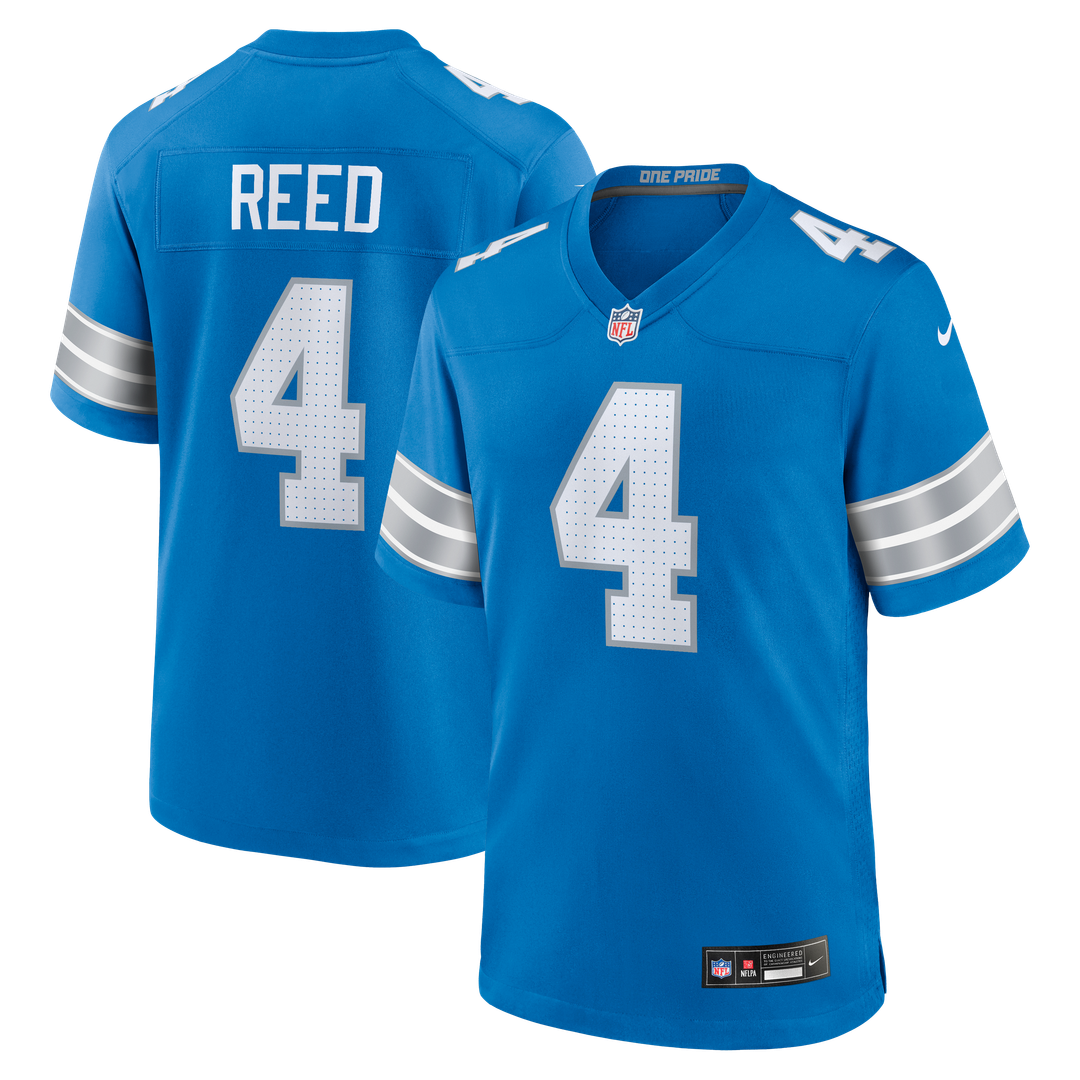 Detroit Lions D.J. Reed Blue Team Game Jersey product image 1, provided for visual reference and product detail review