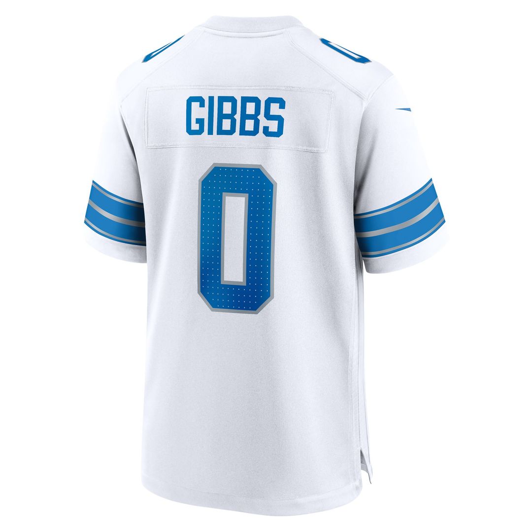 Detroit Lions Jahmyr Gibbs White Game Player Jersey product image 6, provided for visual reference and product detail review