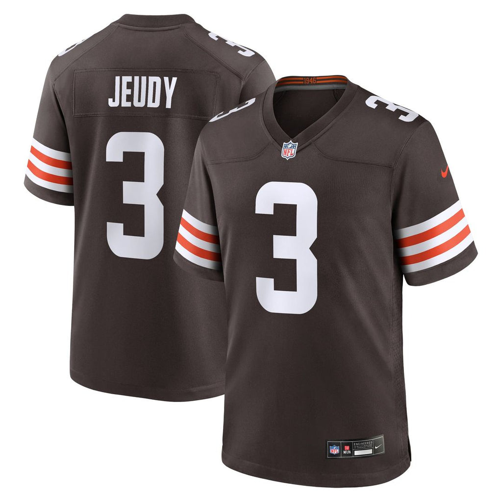 Cleveland Browns Jerry Jeudy Brown Game Jersey product image 1, provided for visual reference and product detail review