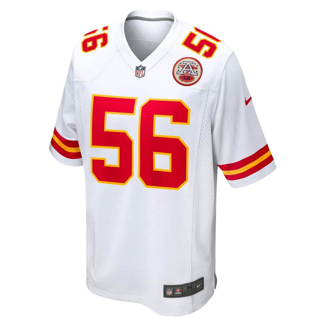 Kansas City Chiefs George Karlaftis White Away Game Player Jersey product image 2, provided for visual reference and product