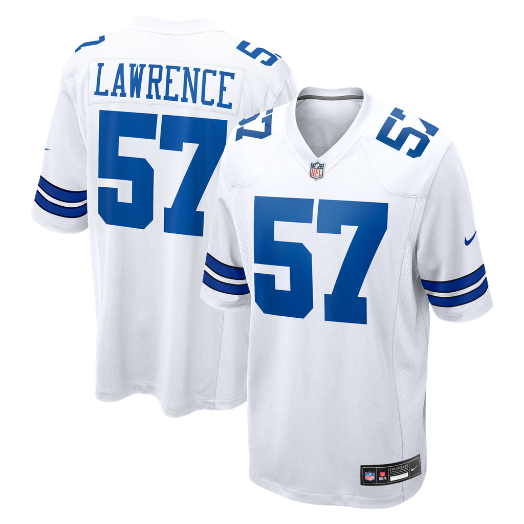 Dallas Cowboys Malachi Lawrence White Game Jersey product image 1, provided for visual reference and product detail review