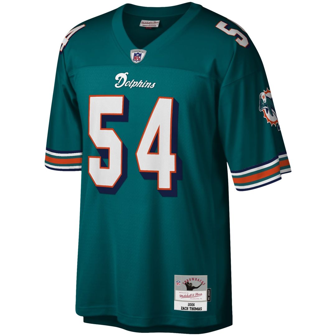 Miami Dolphins Zach Thomas Aqua Legacy Replica Jersey product image 5, provided for visual reference and product detail