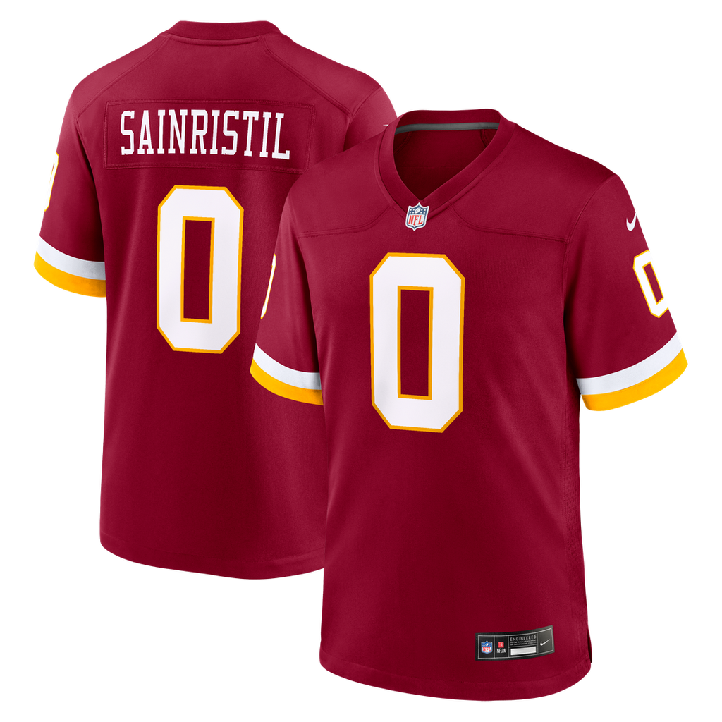 Washington Commanders Mike Sainristil Burgundy Game Jersey product image 1, provided for visual reference and product detail