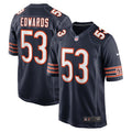 Chicago Bears TJ Edwards Navy Game Player Jersey product image 1, provided for visual reference and product detail review