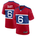 New York Giants Jaxson Dart Red Alternate Century Red Game Jersey product image 1, provided for visual reference and product
