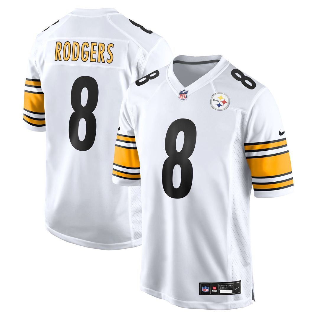 Pittsburgh Steelers Aaron Rodgers White Game Jersey product image 4, provided for visual reference and product detail review