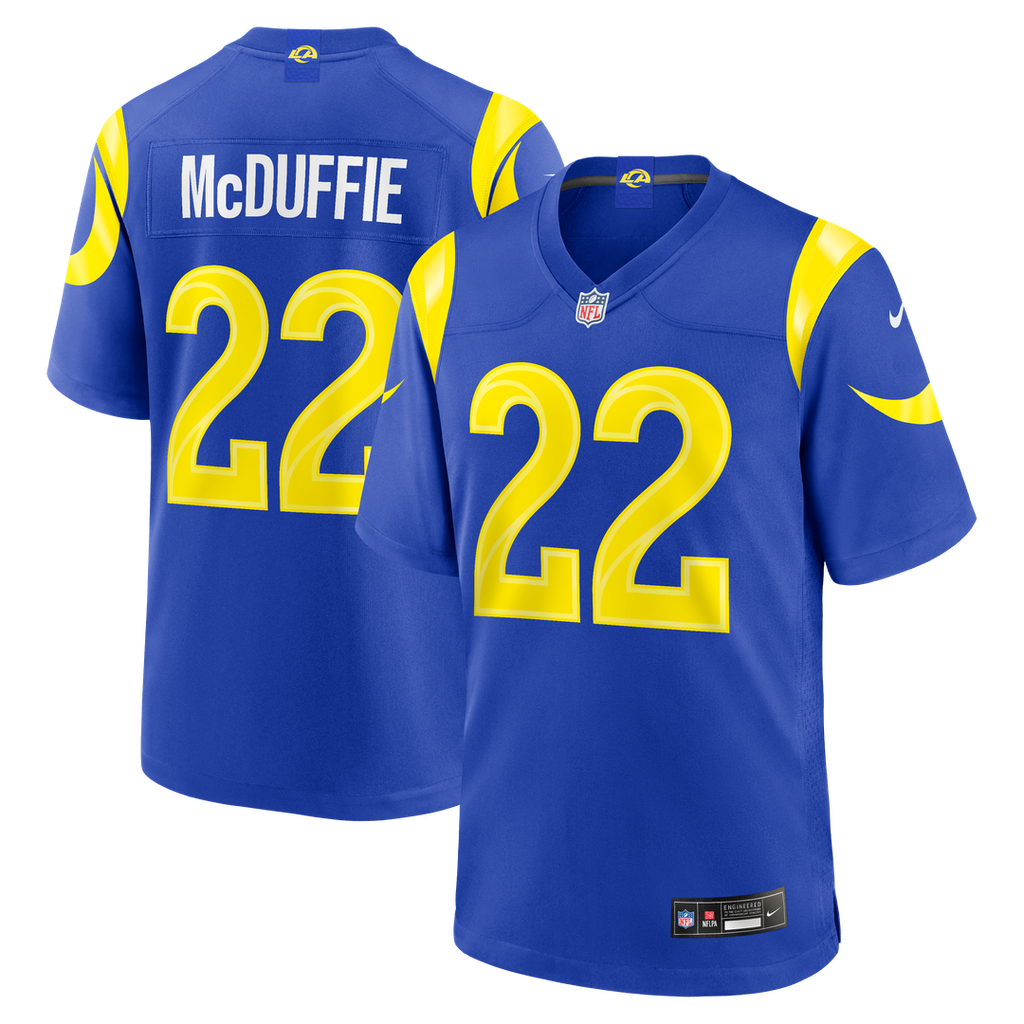 Los Angeles Rams Trent McDuffie Royal Team Game Player Jersey product image 1, provided for visual reference and product