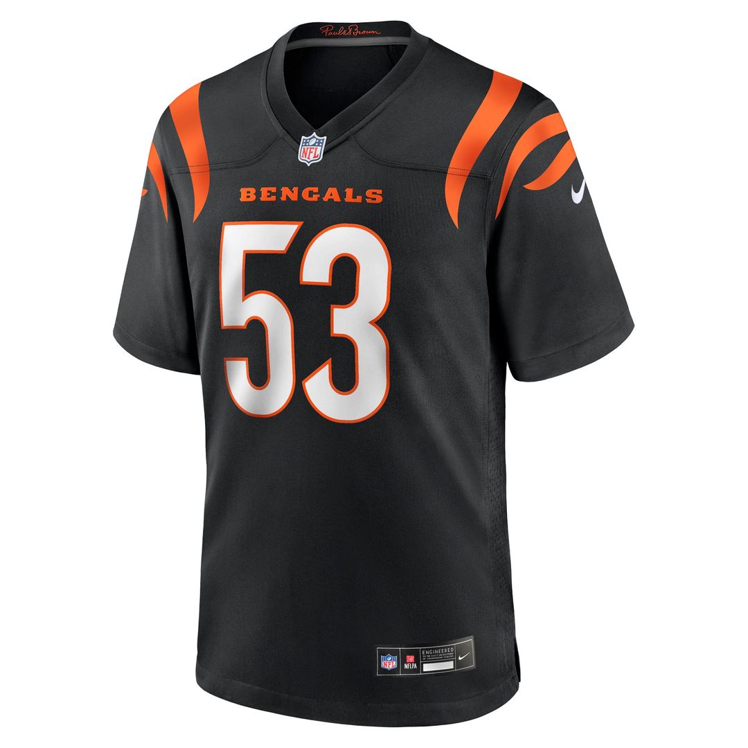 Cincinnati Bengals Boye Mafe Black Team Game Jersey product image 2, provided for visual reference and product detail review