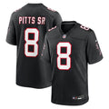Atlanta Falcons Kyle Pitts Sr. Black Alternate Game Jersey product image 1, provided for visual reference and product detail
