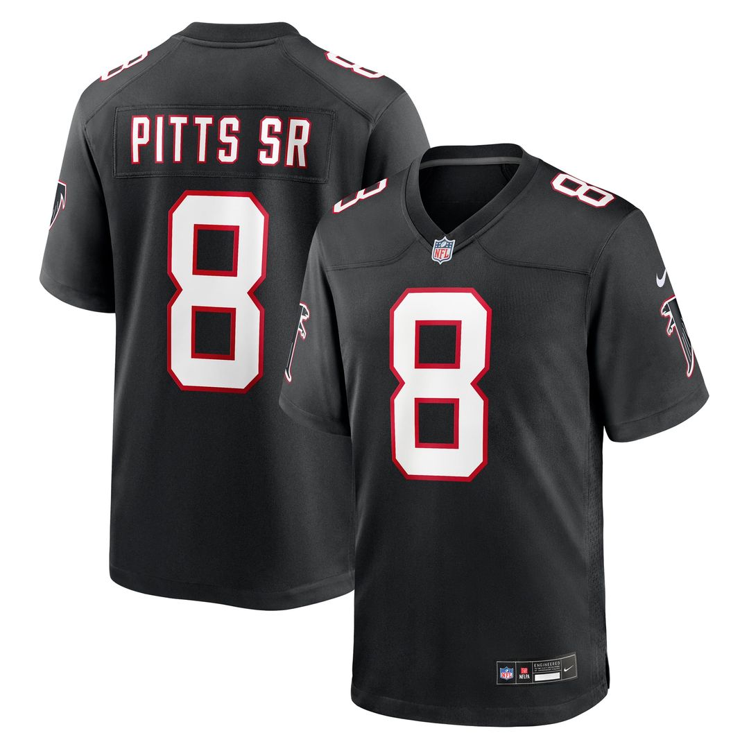 Atlanta Falcons Kyle Pitts Sr. Black Alternate Game Jersey product image 1, provided for visual reference and product detail
