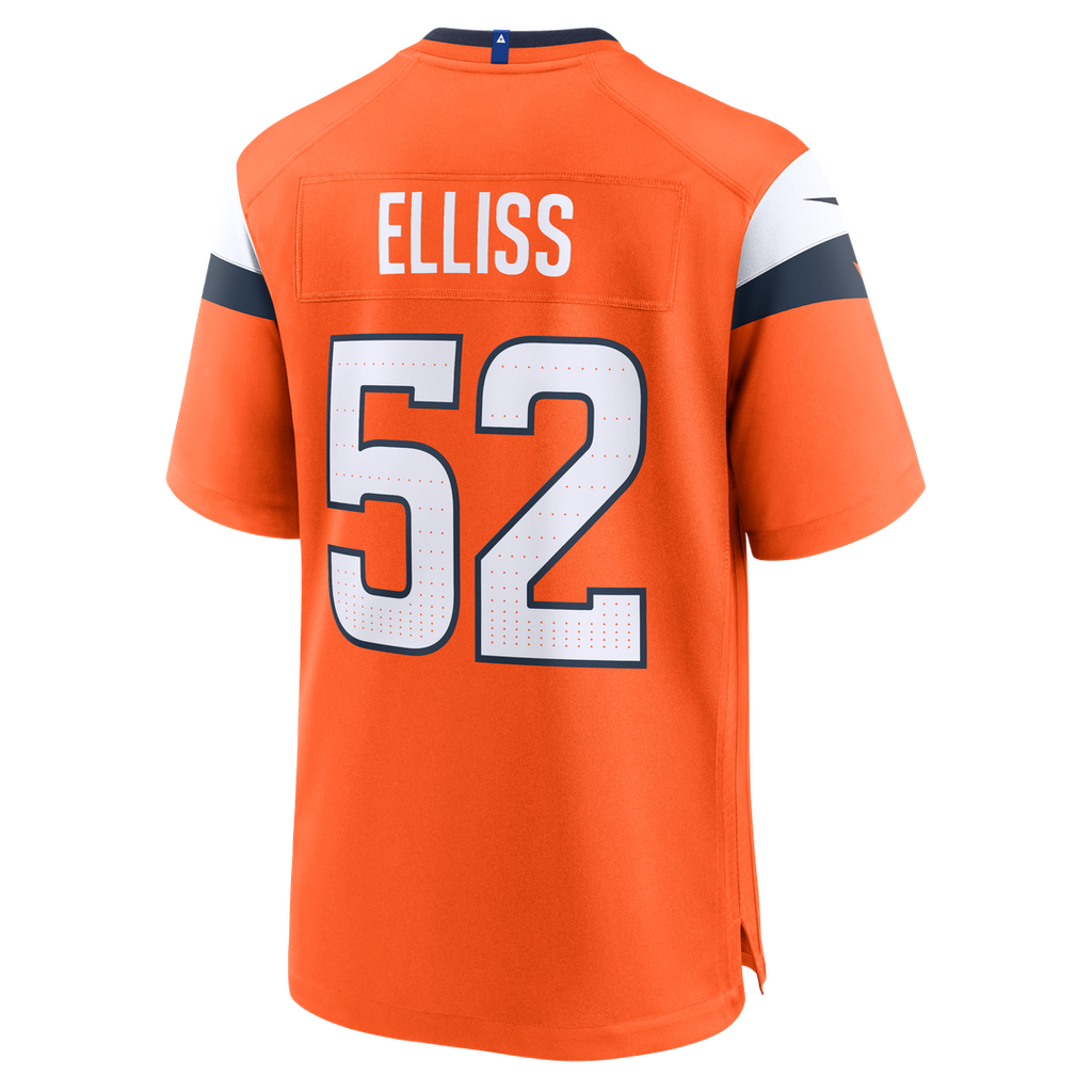 Denver Broncos Jonah Elliss Orange Team Game Jersey product image 3, provided for visual reference and product detail review