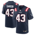 New England Patriots Bradyn Swinson Navy Team Game Jersey product image 1, provided for visual reference and product detail