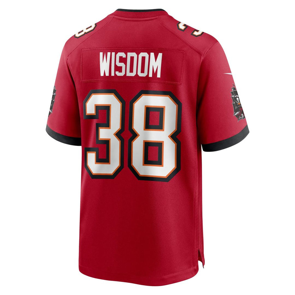 Tampa Bay Buccaneers Rashad Wisdom Red Team Game Jersey product image 3, provided for visual reference and product detail