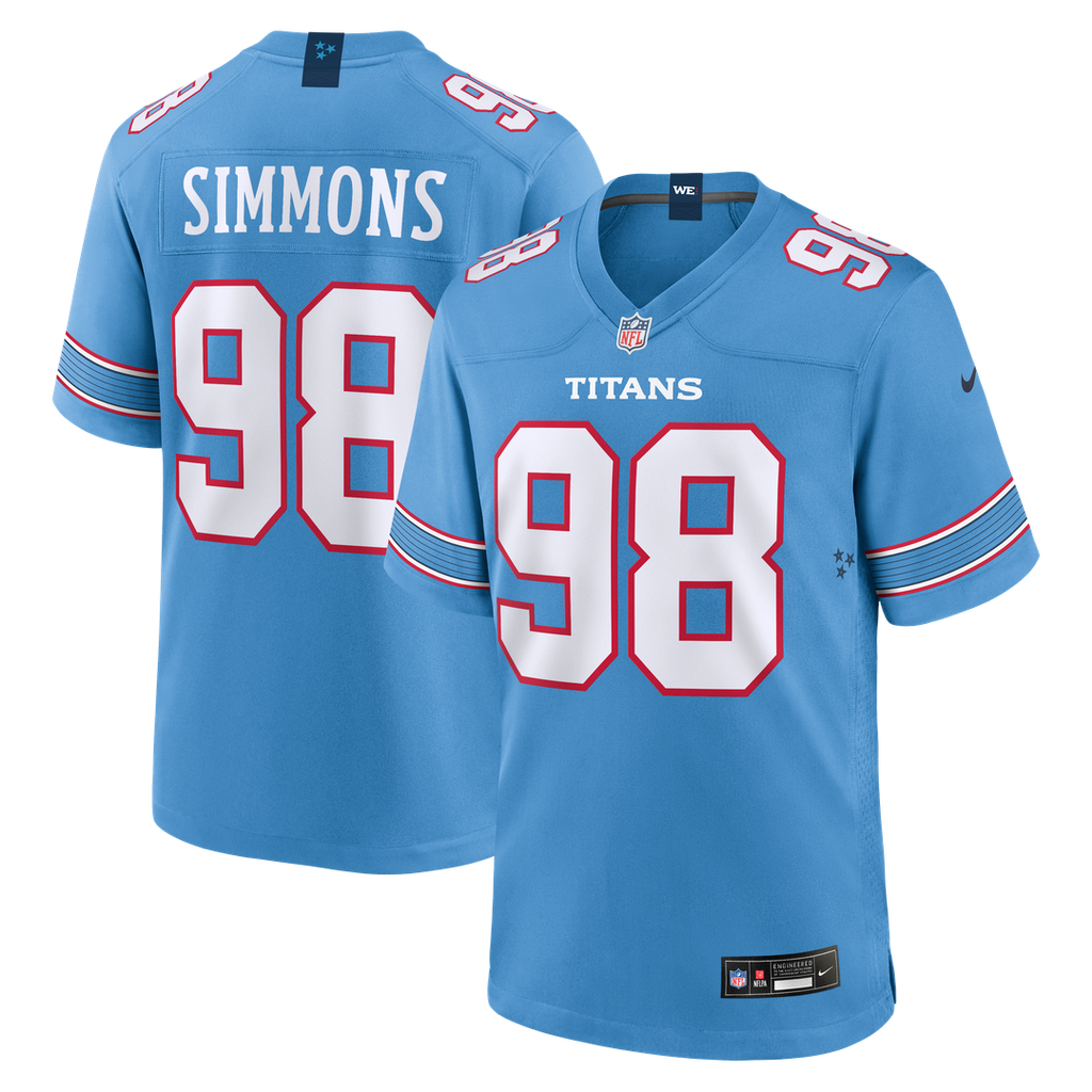Tennessee Titans Jeffery Simmons Light Blue Game Jersey product image 7, provided for visual reference and product detail