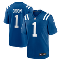 Indianapolis Colts Number 1 Groom Royal Game Jersey product image 1, provided for visual reference and product detail review