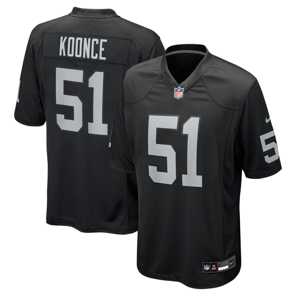 Las Vegas Raiders Malcolm Koonce Black Game Jersey product image 1, provided for visual reference and product detail review