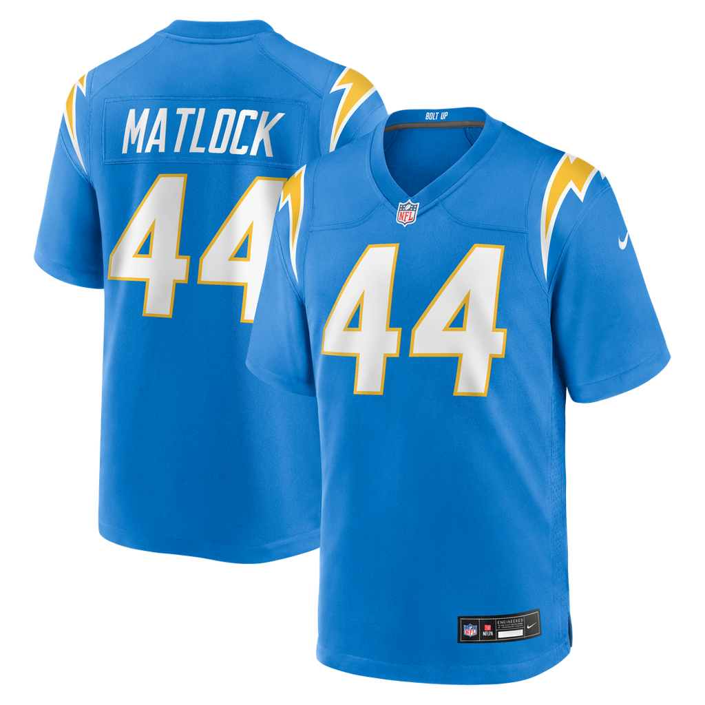 Los Angeles Chargers Scott Matlock Powder Blue Team Game Jersey product image 1, provided for visual reference and product