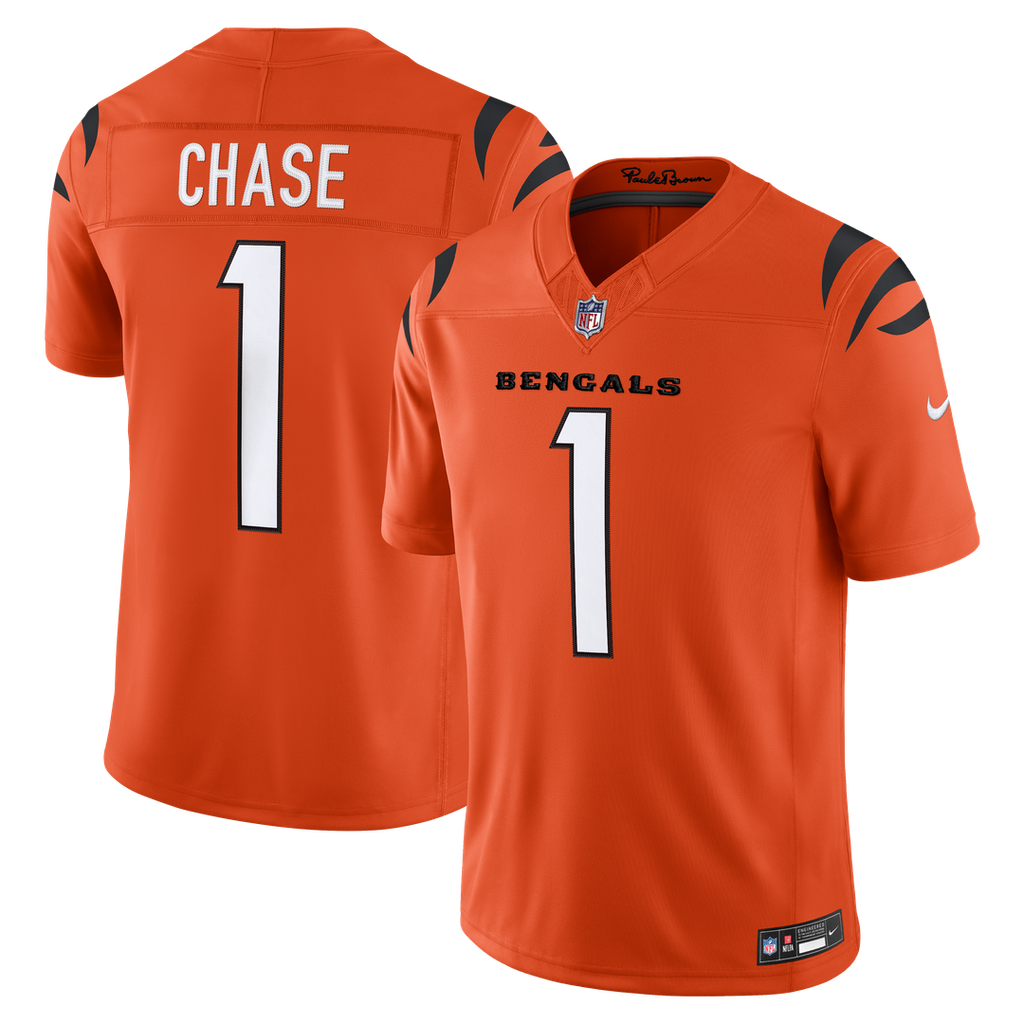 Cincinnati Bengals Ja'Marr Chase Orange Alternate Vapor F.U.S.E. Stitched Limited Jersey product image 1, provided for