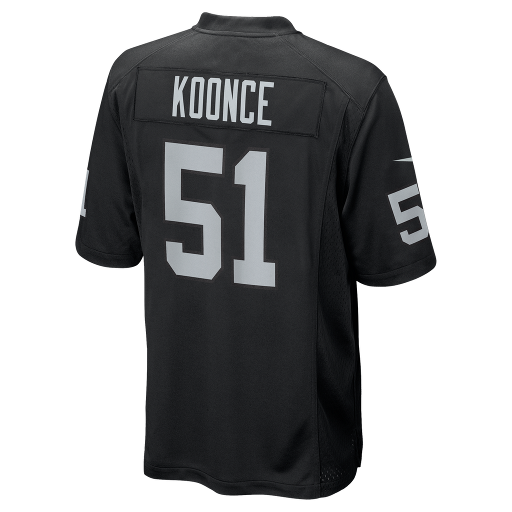 Las Vegas Raiders Malcolm Koonce Black Game Jersey product image 3, provided for visual reference and product detail review