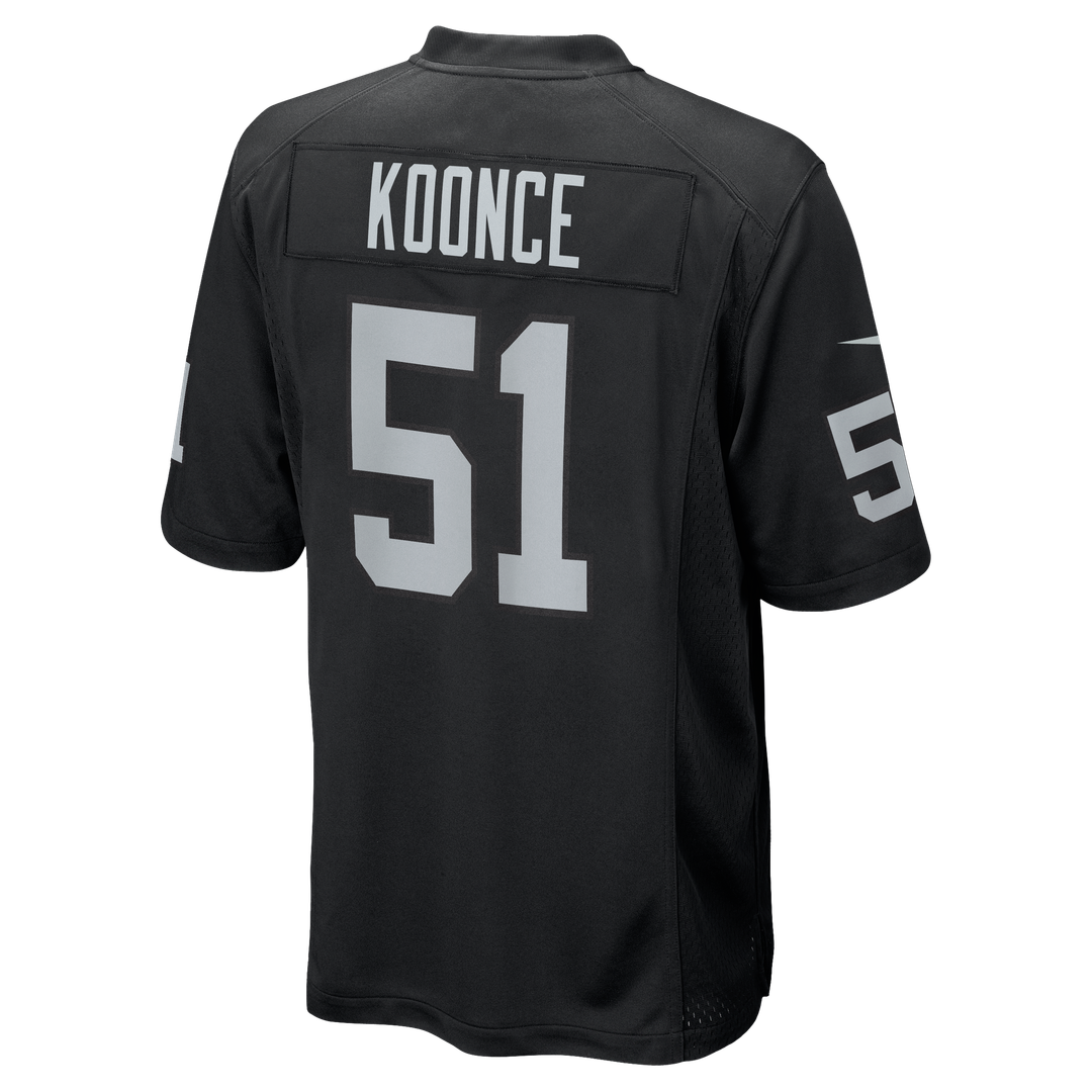 Las Vegas Raiders Malcolm Koonce Black Game Jersey product image 3, provided for visual reference and product detail review