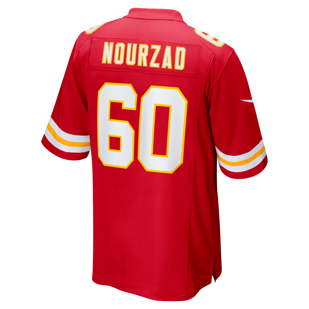 Kansas City Chiefs Hunter Nourzad Red Game Jersey product image 3, provided for visual reference and product detail review