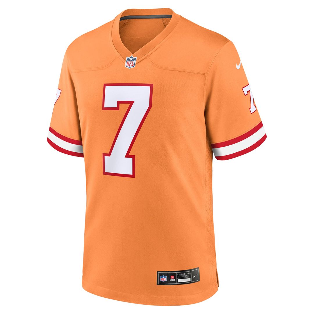 Tampa Bay Buccaneers Bucky Irving Orange Alternate Game Jersey product image 2, provided for visual reference and product