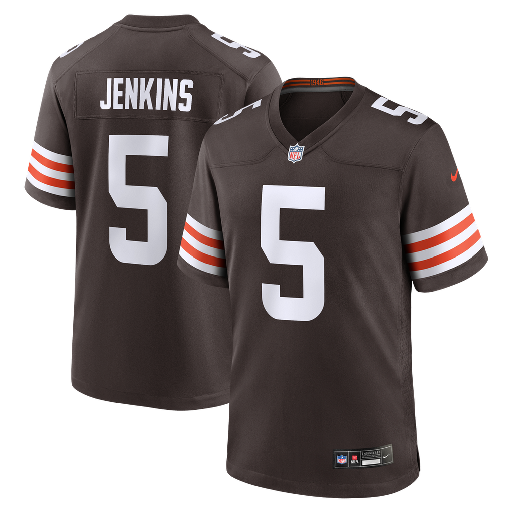 Cleveland Browns Rayshawn Jenkins Brown Team Game Jersey product image 1, provided for visual reference and product detail
