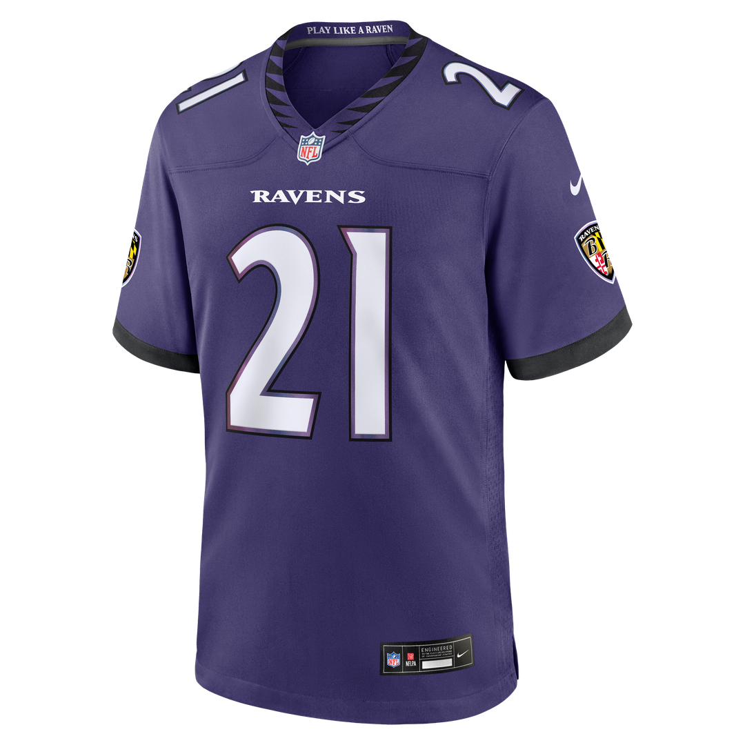 Baltimore Ravens Jaylinn Hawkins Purple Team Game Jersey product image 2, provided for visual reference and product detail