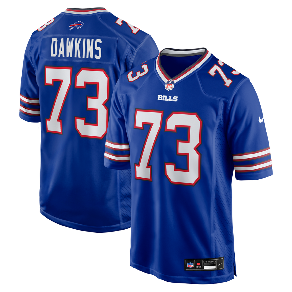 Buffalo Bills Dion Dawkins Royal Game Player Jersey product image 9, provided for visual reference and product detail review