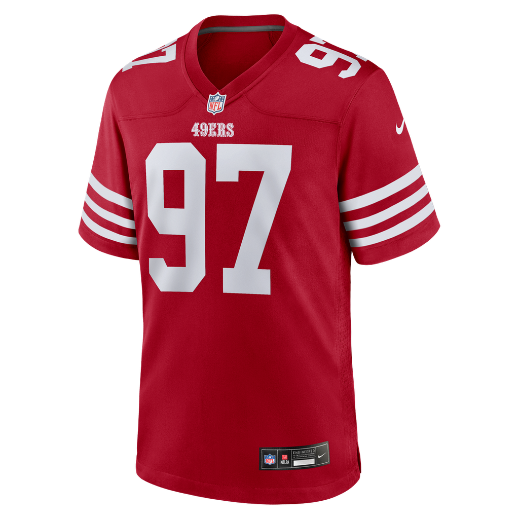 San Francisco 49ers Nick Bosa Scarlet Team Game Jersey product image 2, provided for visual reference and product detail