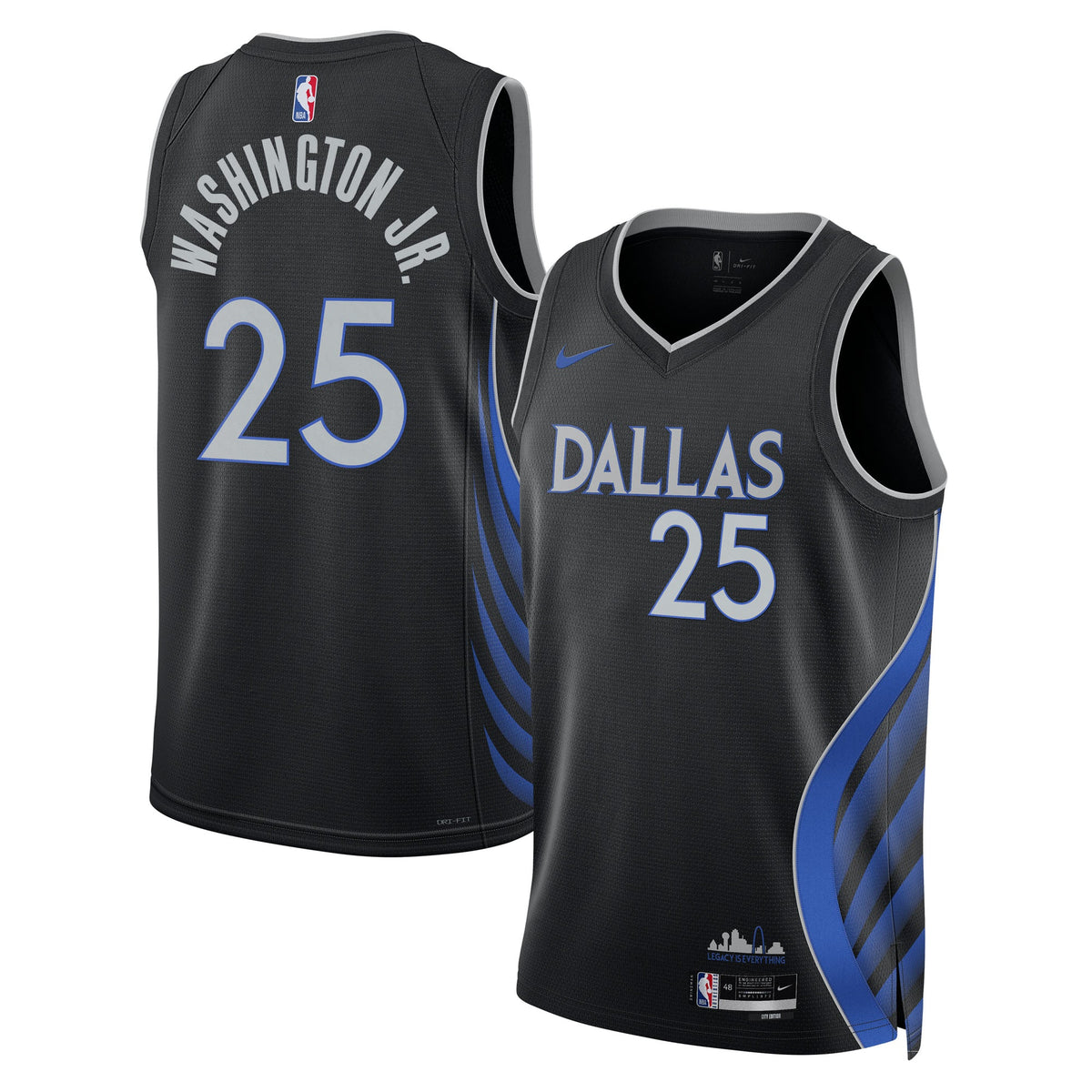 Dallas Mavericks 2025/26 City Edition Swingman Basketball Jersey - Black - P.J. Washington Jr. - Unisex product image 1,