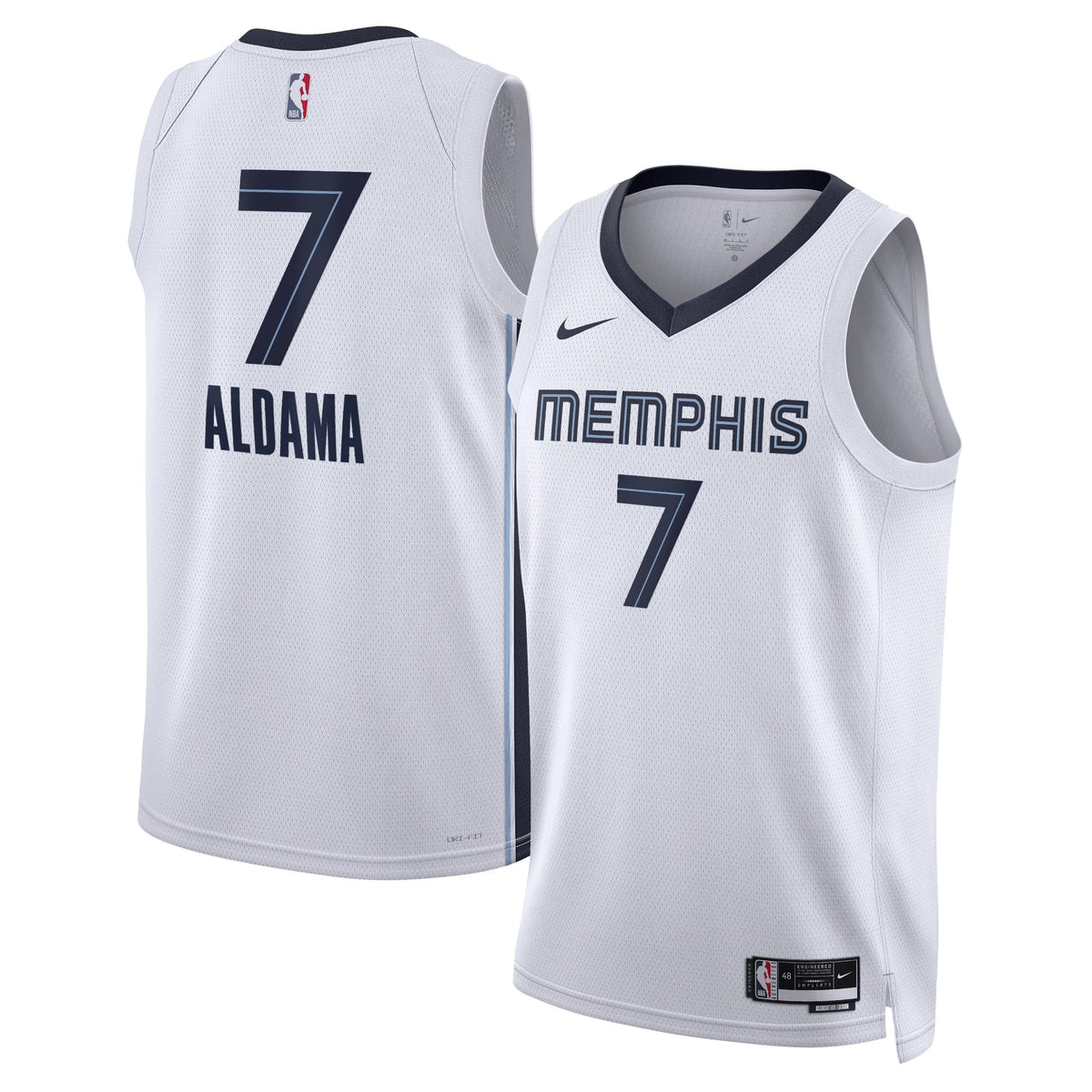 Memphis Grizzlies Association Edition Swingman Basketball Jersey - White - Santi Aldama - Unisex product image 1, provided