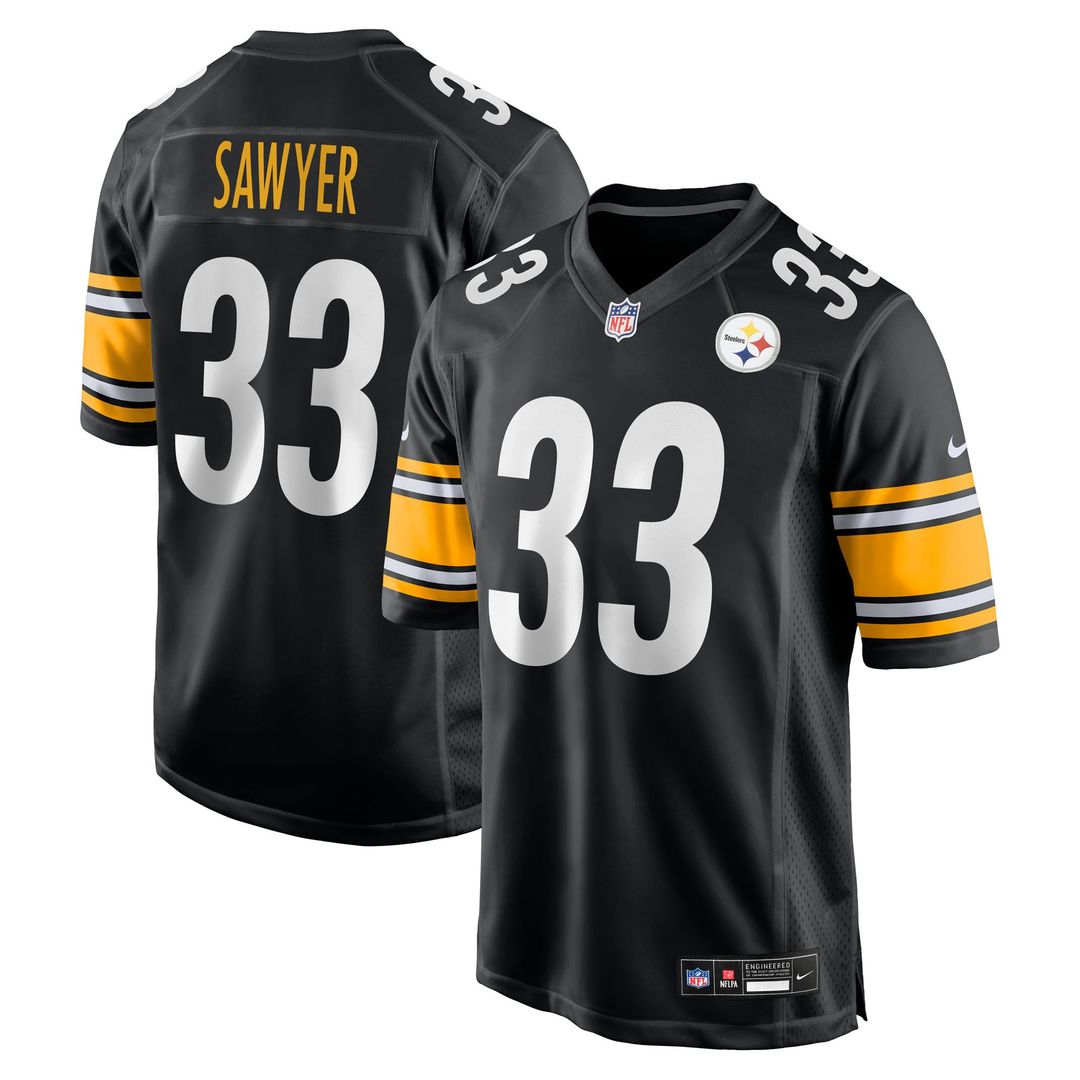 Pittsburgh Steelers Jack Sawyer Black Team Game Jersey product image 1, provided for visual reference and product detail