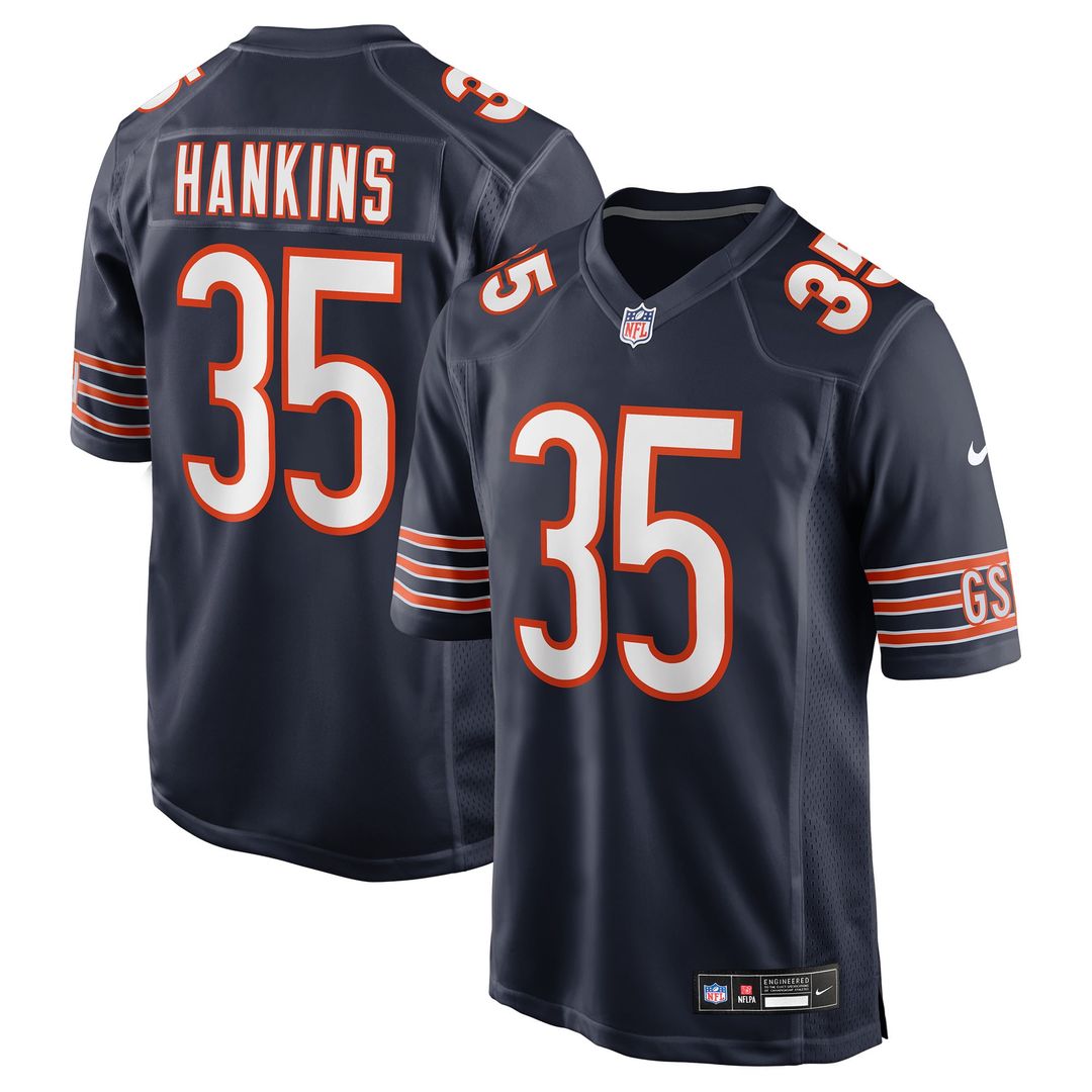 Chicago Bears Deion Hankins Navy Team Game Jersey product image 1, provided for visual reference and product detail review