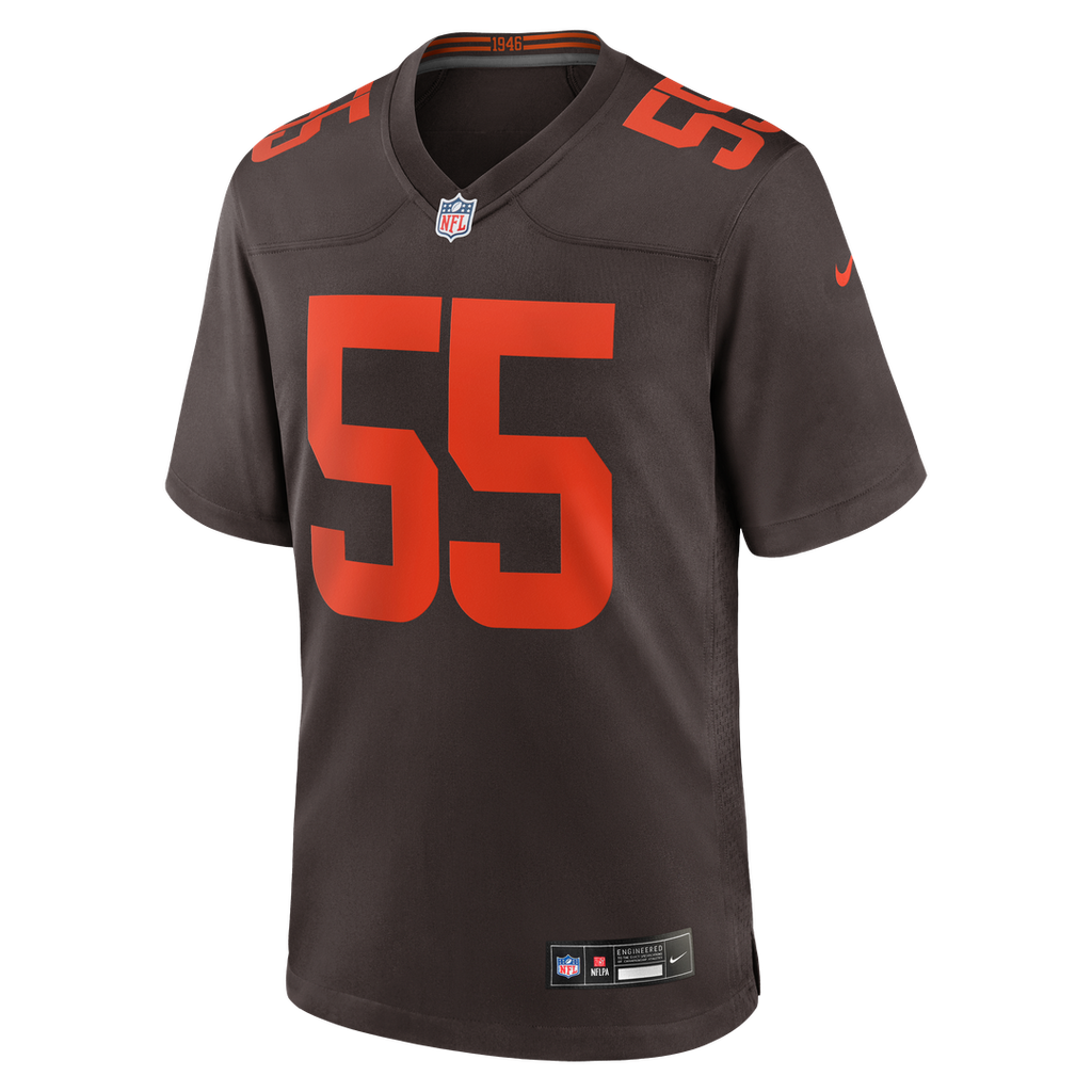 Cleveland Browns Spencer Fano Brown Alternate Game Jersey product image 2, provided for visual reference and product detail