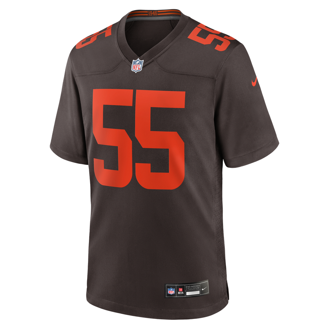 Cleveland Browns Spencer Fano Brown Alternate Game Jersey product image 2, provided for visual reference and product detail