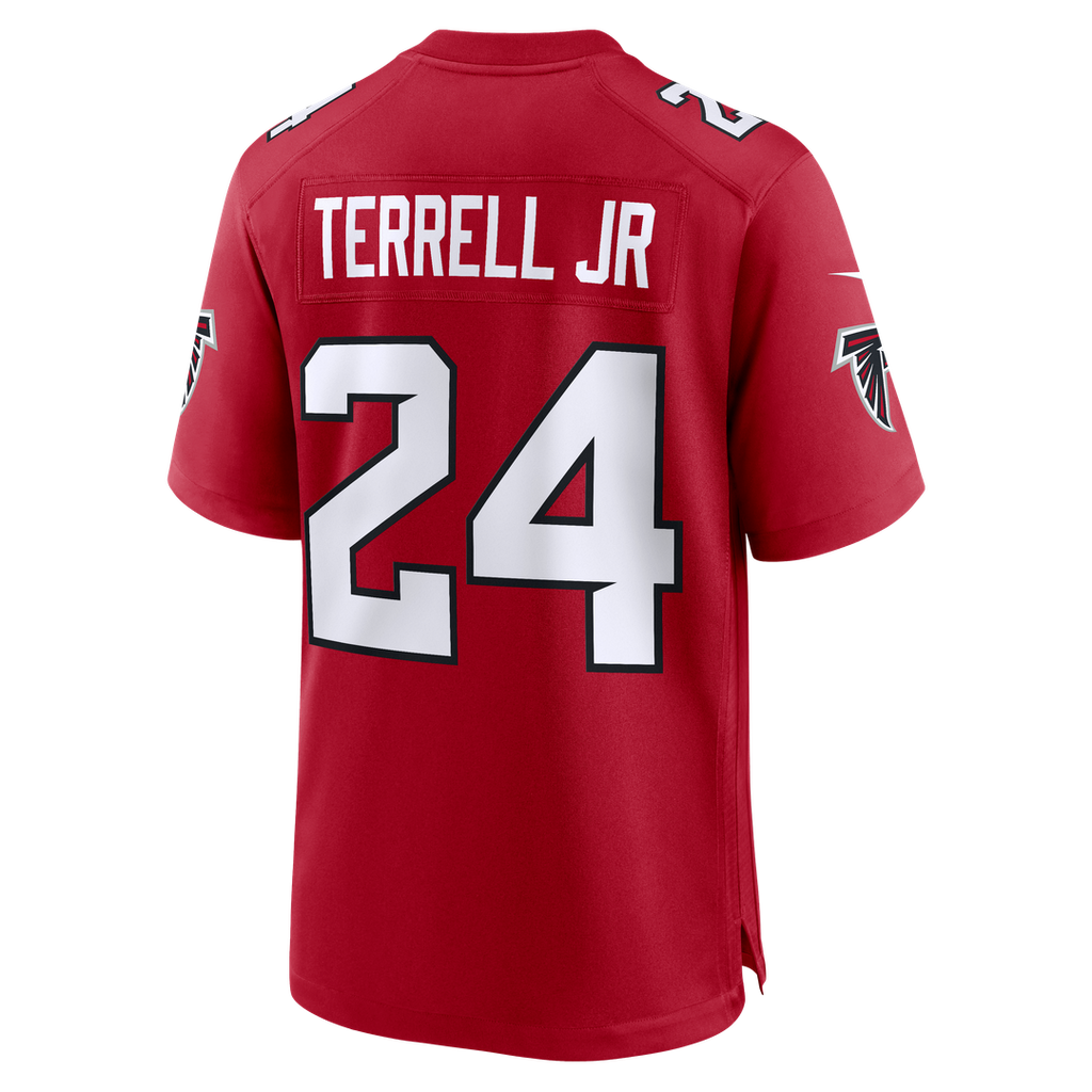 Atlanta Falcons A.J. Terrell Red Game Jersey product image 3, provided for visual reference and product detail review