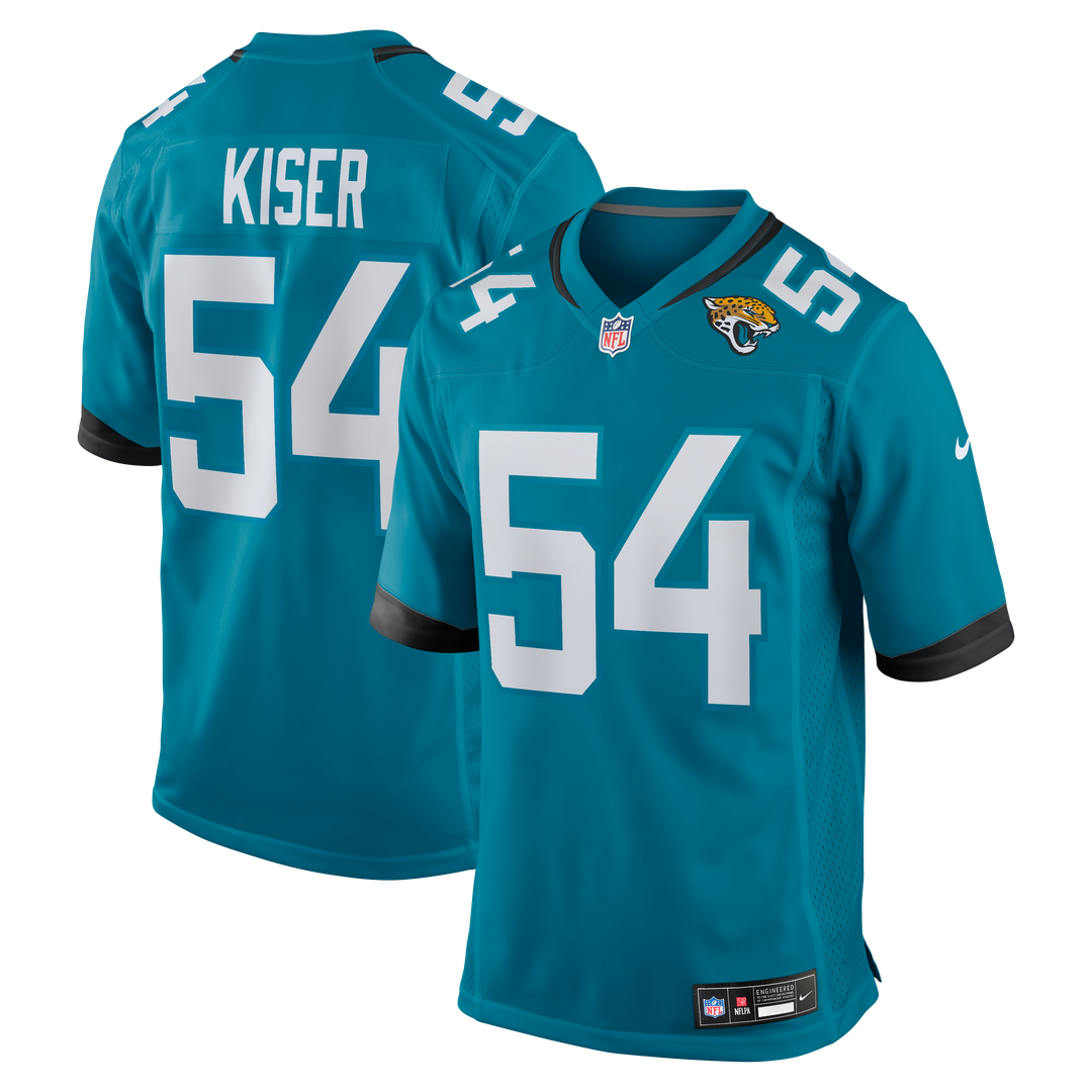 Jacksonville Jaguars Jack Kiser Teal Team Game Jersey product image 1, provided for visual reference and product detail