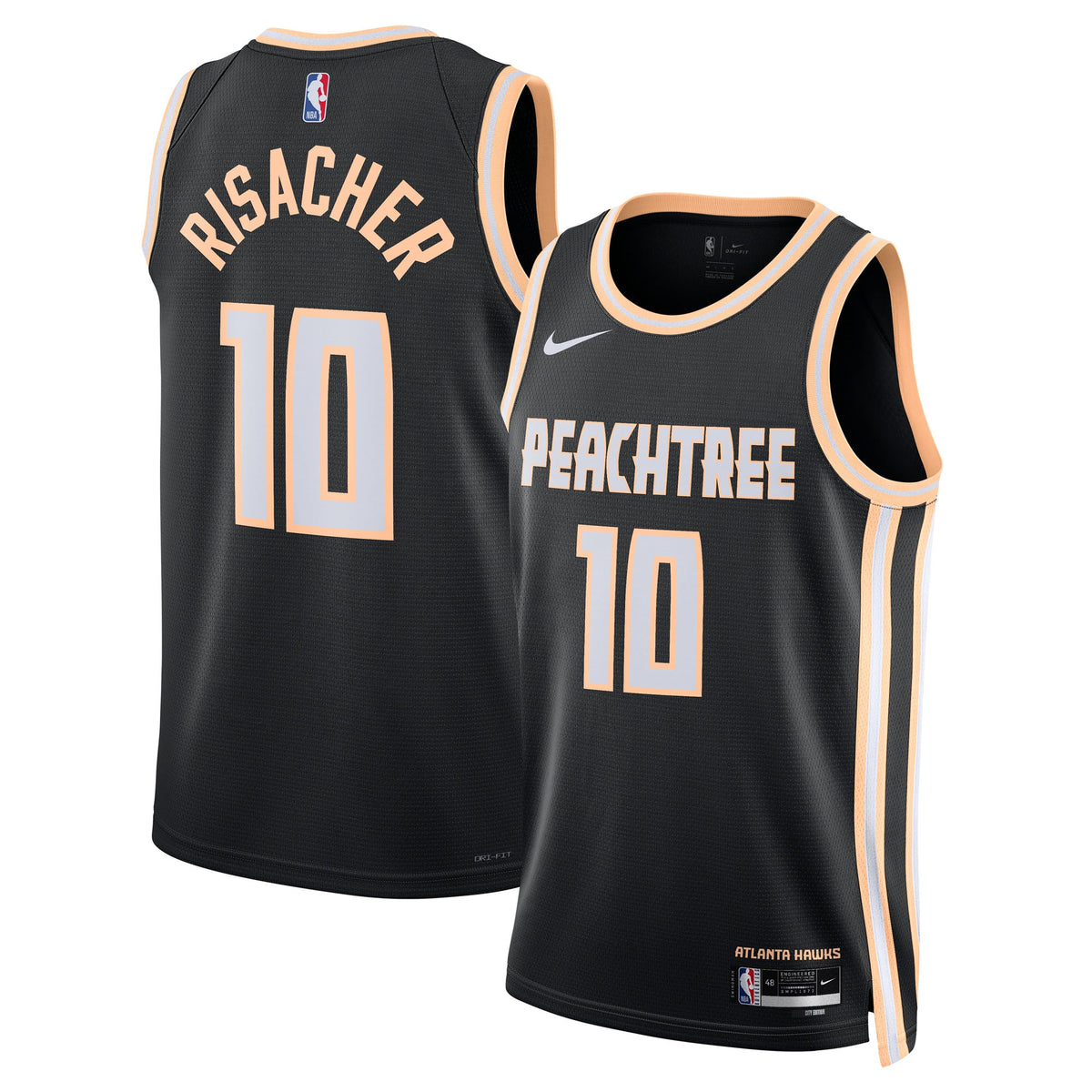 Atlanta Hawks 2025/26 City Edition Swingman Basketball Jersey - Black - Zaccharie Risacher - Unisex product image 1,