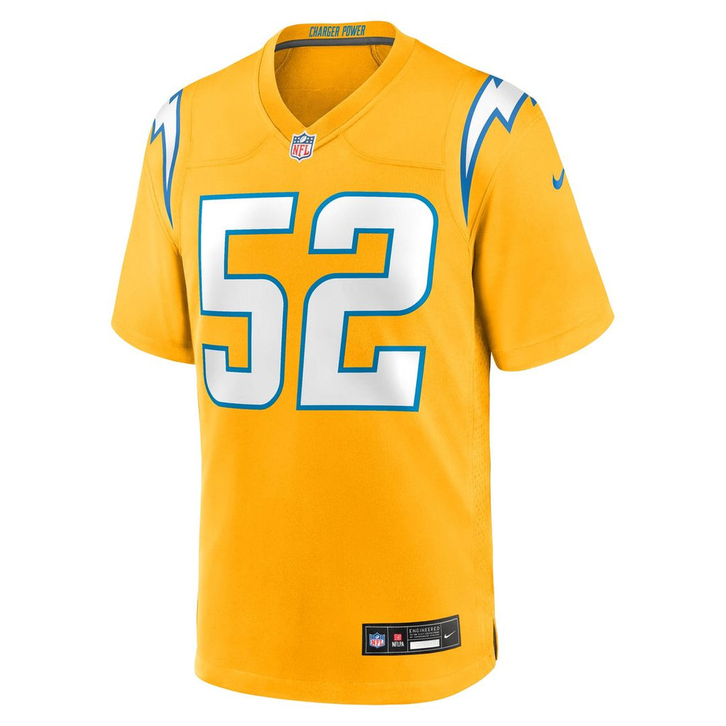 Los Angeles Chargers Khalil Mack Gold Alternate Charger Power Game Player Jersey product image 5, provided for visual